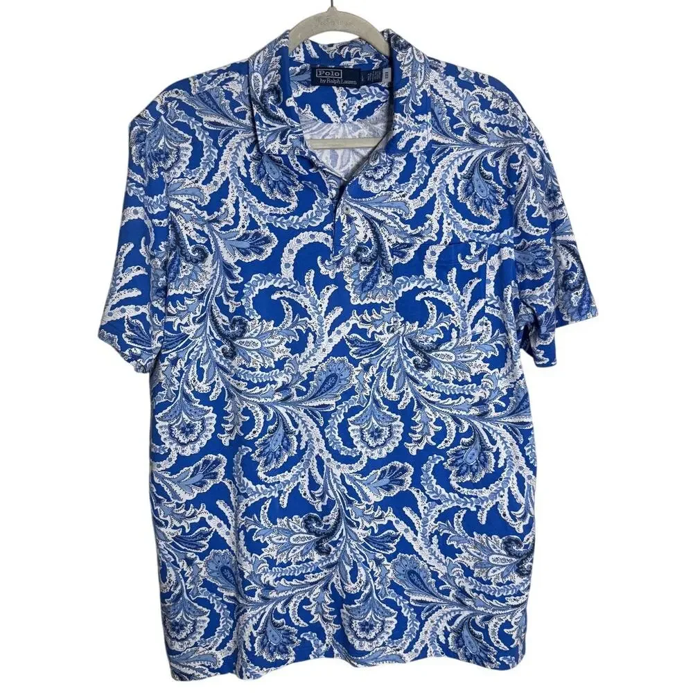 Polo Ralph Lauren Standard Fit Paisley Jersey Polo Shirt Men’s Sz. L